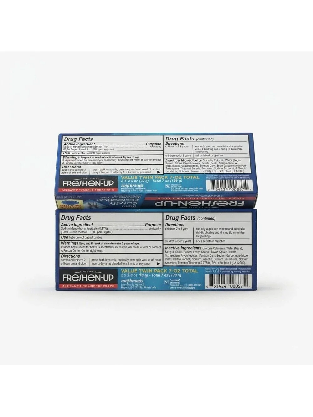 Lot Of 2 Freshen-Up Anticavity Fluoride Toothpaste Regular Mint 7oz Value Pack